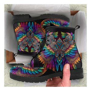 HANDCRAFTED COLORFUL ORNATE ANGEL WING BOOTS